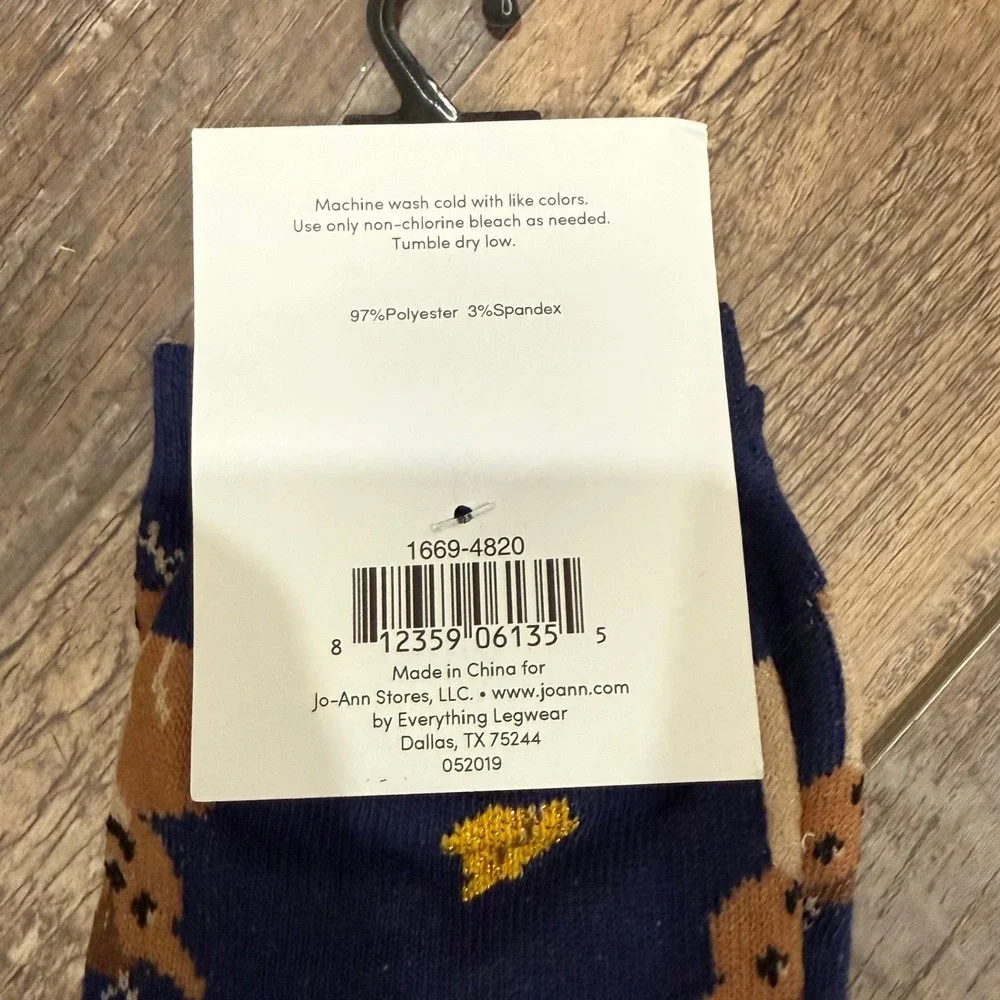 Autumn Socks Navy Blue Deer Woodland Print Crew Socks New With Tags 1669-4820‎